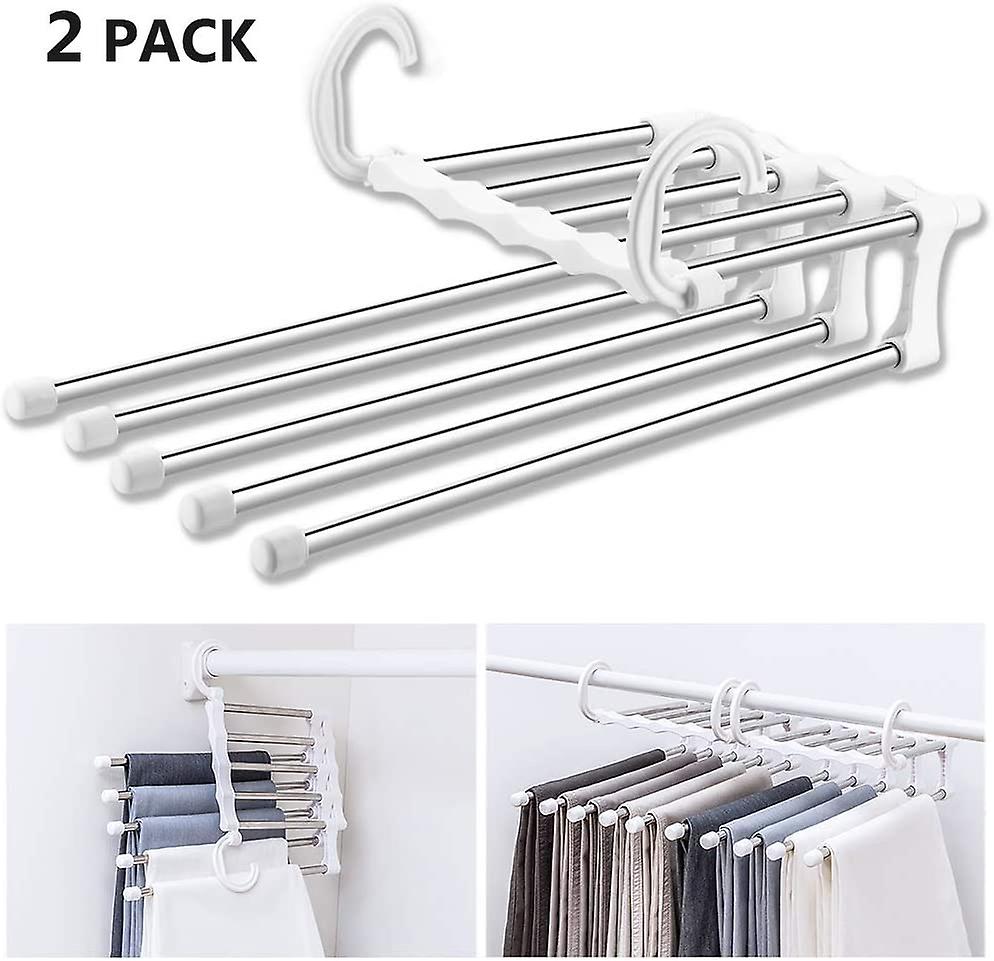 Trouser hanger Space-saving multiple, 2 pieces trouser hanger made of stainless steel Extendable