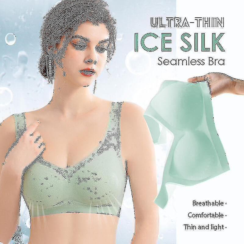 Ultra-thin Ice Silk Brathin Silk Seamless Bra Wireless Underwear With Removable Pad For Women Z