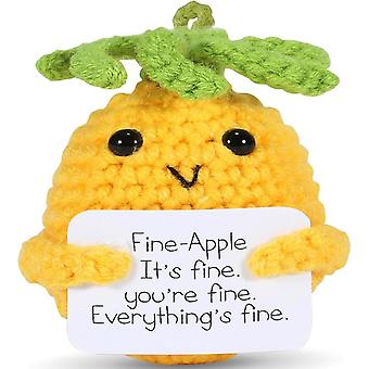 Emotional Support, 3.15 Inch Positive Pineapple Handmade Cute Knitted Crochet Doll (Pineapple)