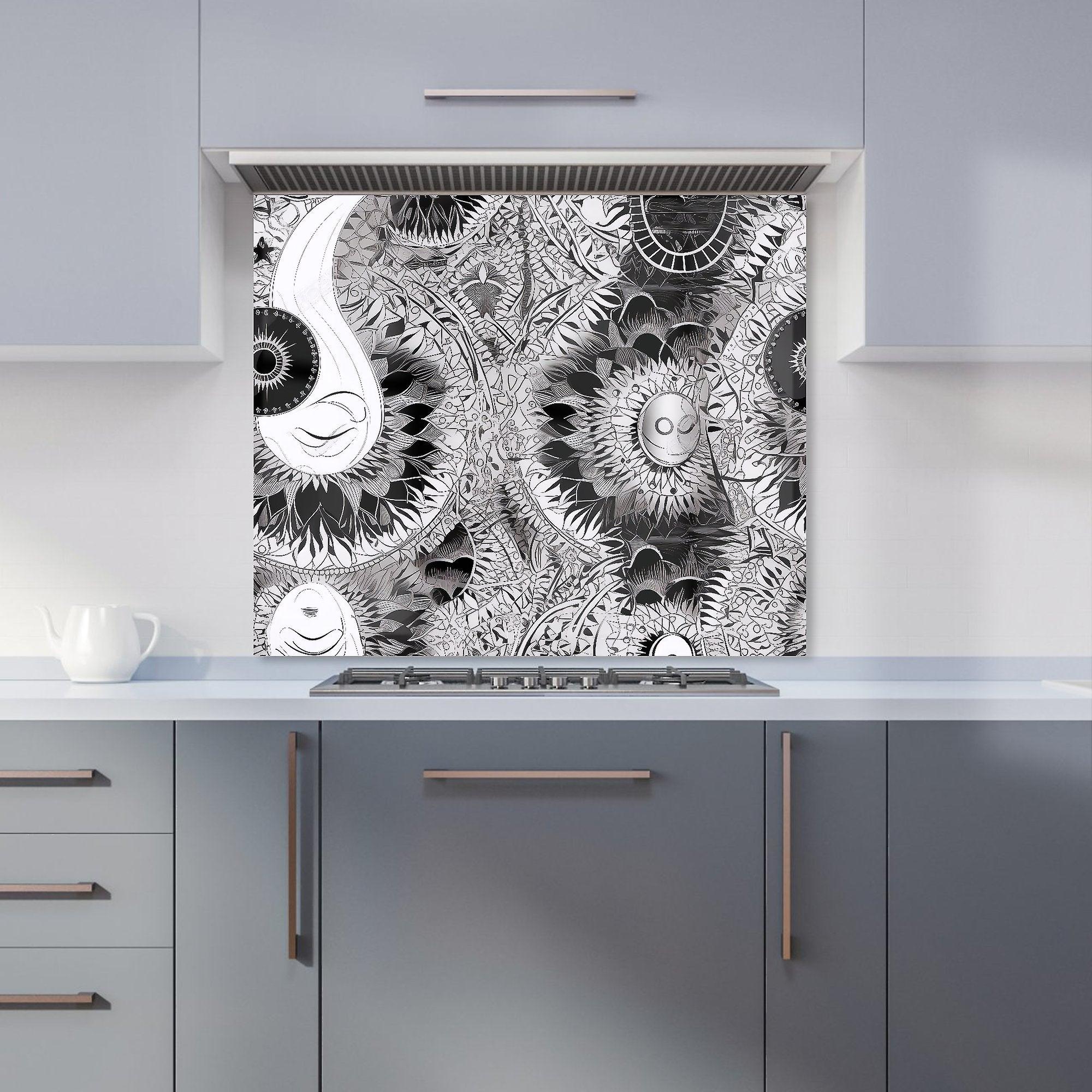 Abstract Moon And Sun Kitchen Splashback