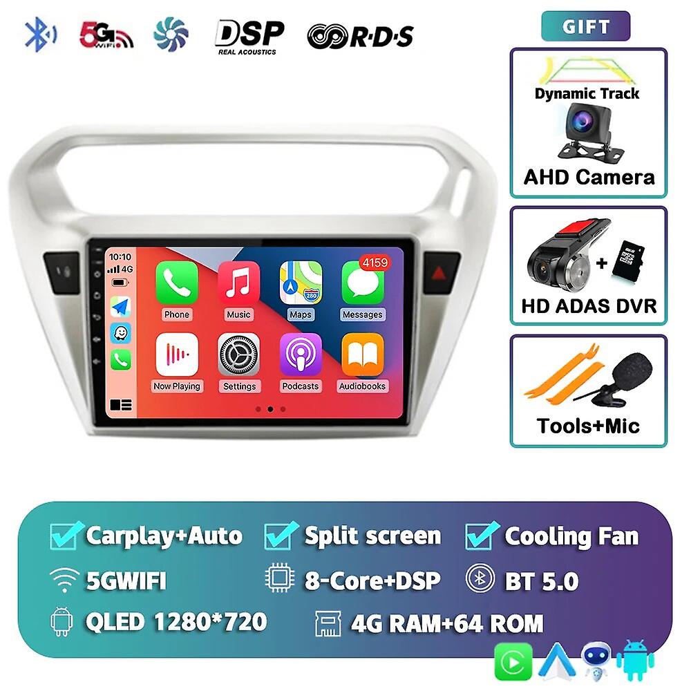 Android 13 Carplay Auto Car Radio For Peugeot 301 2013 2014 2015 2016 2017 2018 Multimedia Player Stereo Wifi+4g 360 Camera Dsp