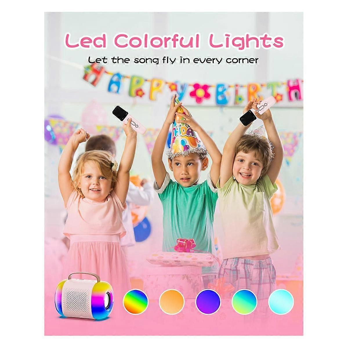 Portable Bluetooth Karaoke Machine With 2 Wireless Microphones & Colorful Lights U2013 Fun For Kids & Adults, Perfect For Birthdays & Children's Day