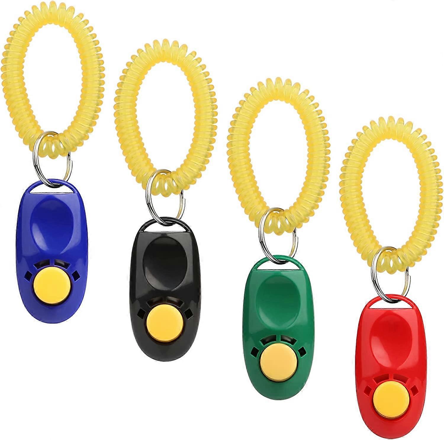 Dog Clickers with Wristbands [4 Pack], Boat Shape Training Clicker, Colorful and Convenient, Professional Dog Training Clicker for Dogs - Multicolor