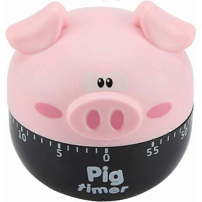 Cute Cartoon Pig Kitchen Timer Mechanical Timer for Cooking Timing Tool, 55 Minutes Countdown (Pink)