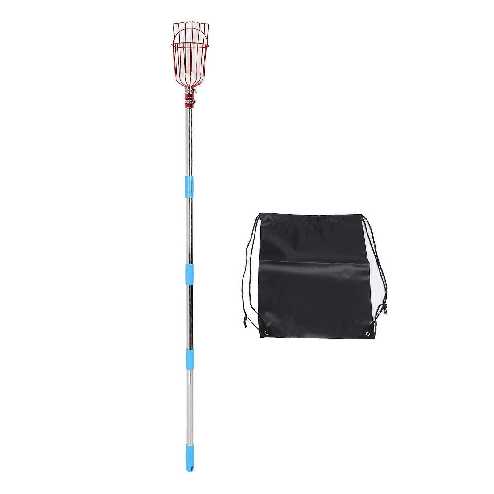 Fruit Picker Tool Multifunctional Stainless Steel Durable Rustproof Apple Orange Fruits Catcher Tree Picker with Pole 4 Sections NO.0572