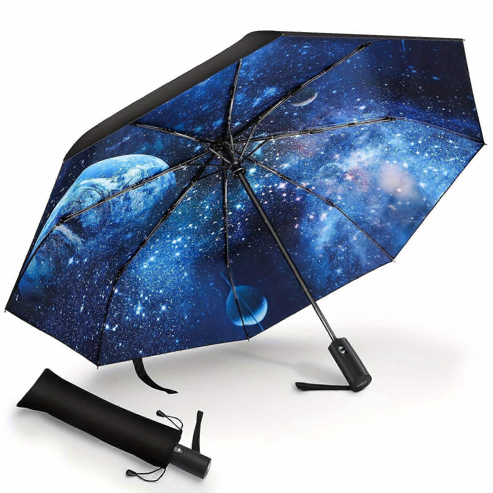 Compact Travel Umbrellas for Rain Windproof, Portable, Automatic, Strong, Durable, Premium Handle, Vibrant Designs, Foldable Perfect Car Umbrella and