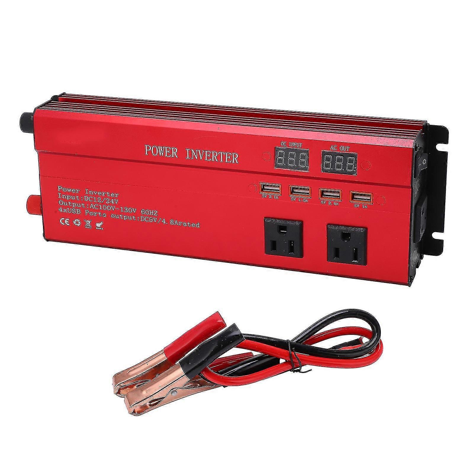 Aluminum alloy solar voltage inverter  high power correction sine waves usb charging port red us plug