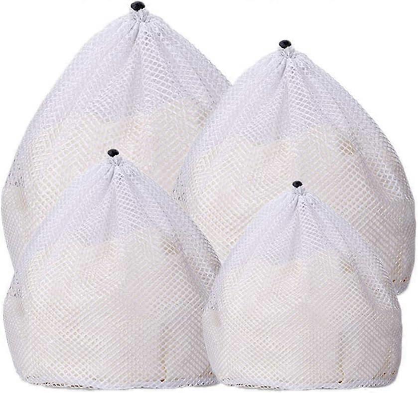 4 Pcs Drawstring Mesh Laundry Bag, 4 Sizes for Washing Machine Travel, Delicates, Bra, Toy Storage