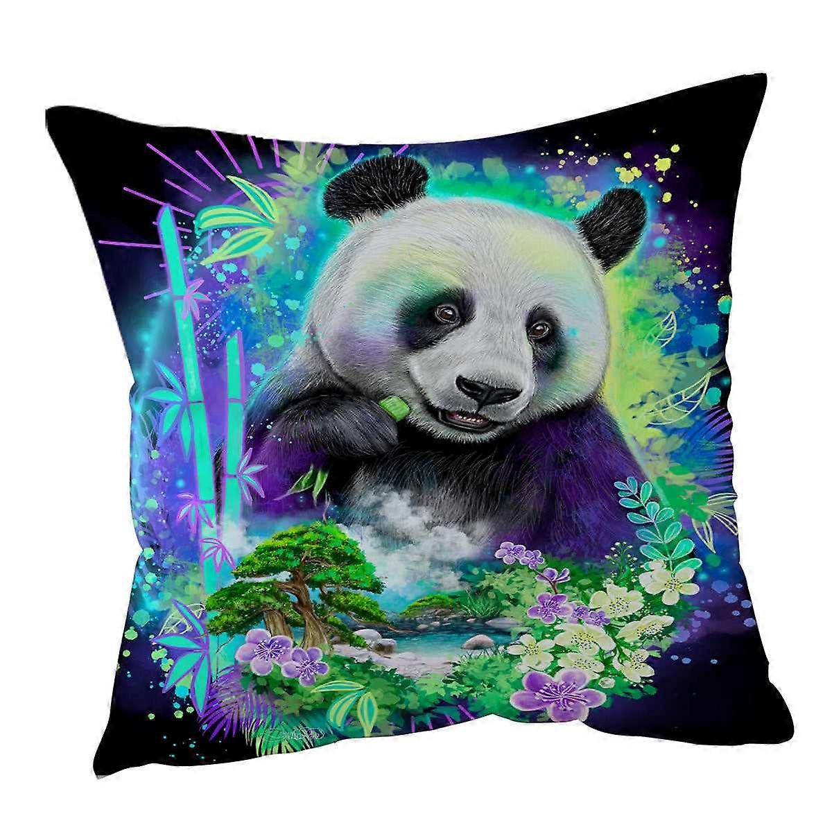野生动物艺术自然熊猫精神靠垫套