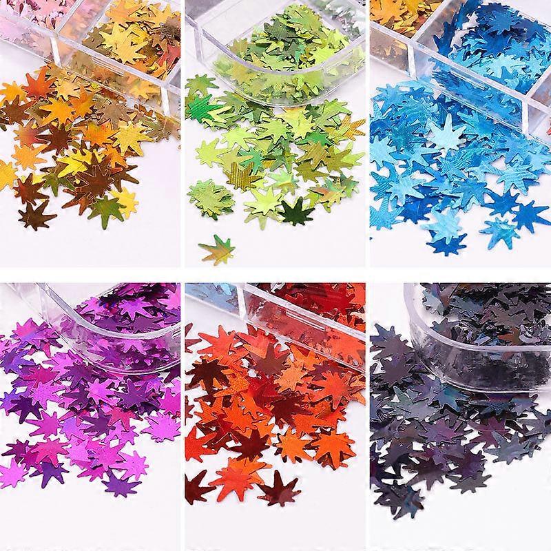 Nail Decorations For Nail Art Ins Classic Color-changing Maple Leaf Laser Two-color Thin Sequins