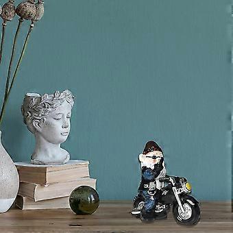 CEWROM Gartenzwerg Auf Motorrad – Lustige Harz-Figur 14x13cm, Wetterfest & Handbemalt, Perfekt Als Garten-Deko Oder Geschenk