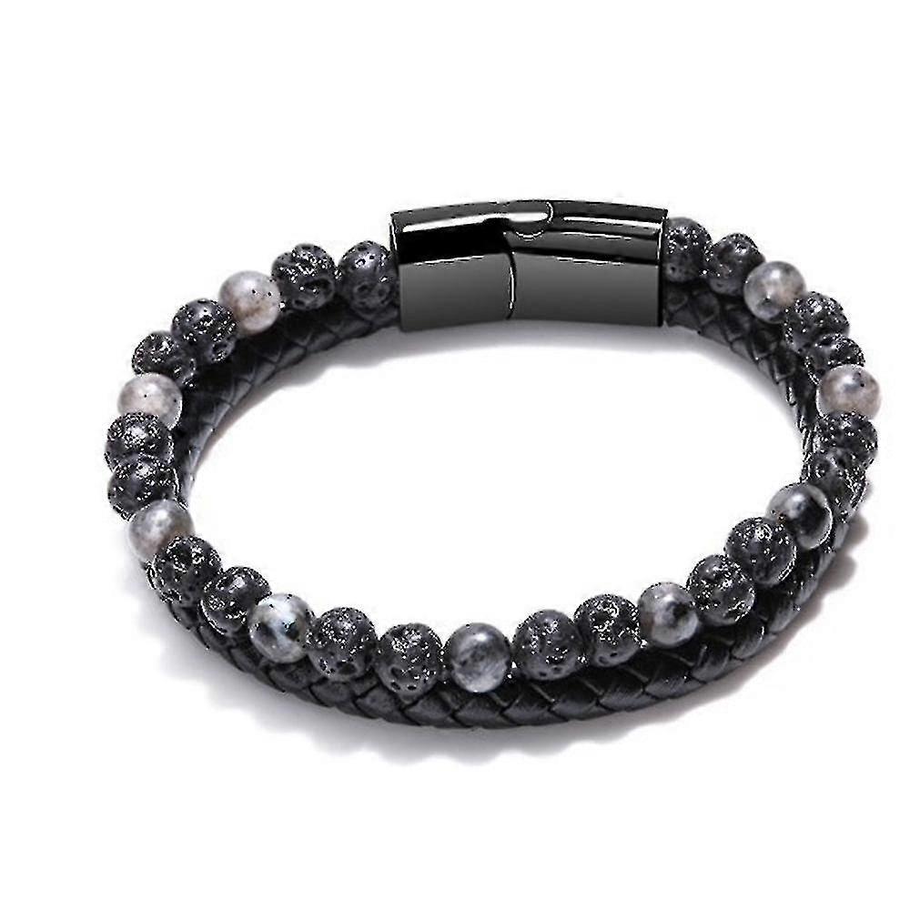 Natural Agate Stone Leather Beaded Bracelet Leather Beaded Bracelets