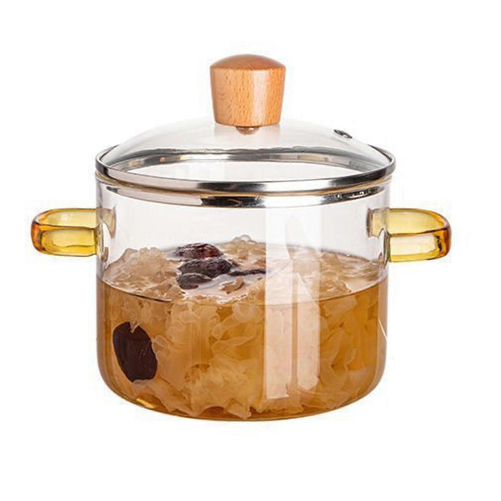High Borosilicate Glass Simmer Pot Dust-proof Ergonomic With Handle Design For Use On Open Flames And Gas Stovetops