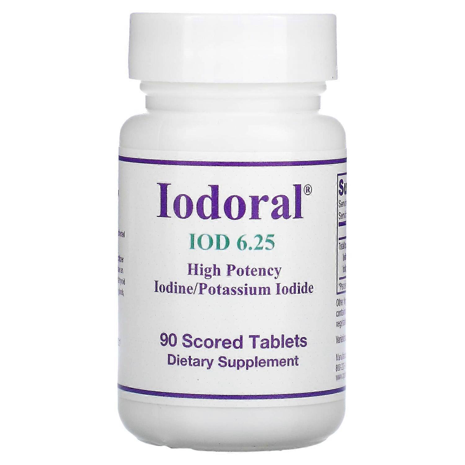 Optimox, Iodoral, IOD, 6.25 mg, 90 Scored Tablets