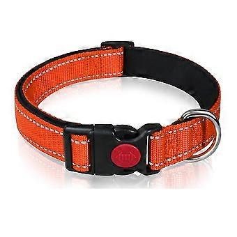 Dog Collar, Classic Adjustable Reflective Nylon Collar with Soft Padded Breathable Mesh for Medium Dogs, M, Orange