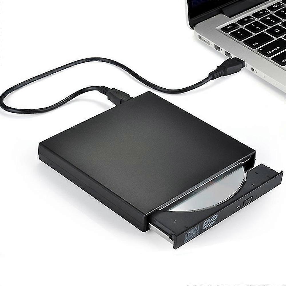 external cd dvd drive, usb 2.0 slim protable external cd-rw drive dvd-rw burner writer player for laptop notebook pc desktop computer, black