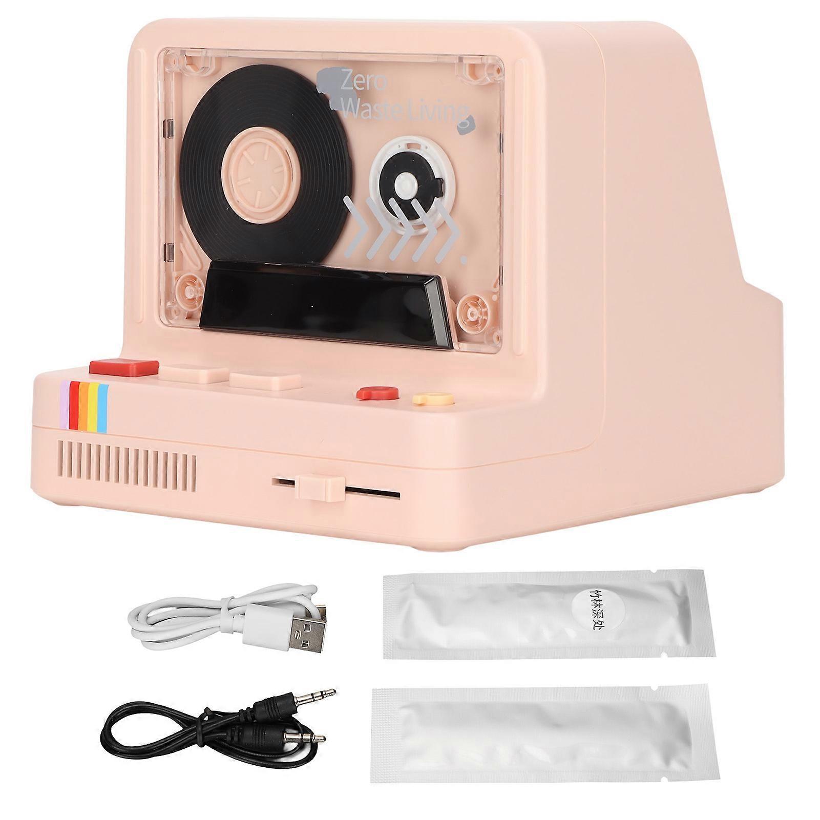 Bluetooth Cassette Player Portable Stereo Tape Retro Bluetooth Speaker Supports Bluetooth AUX and Memory Card Pink NO.9316