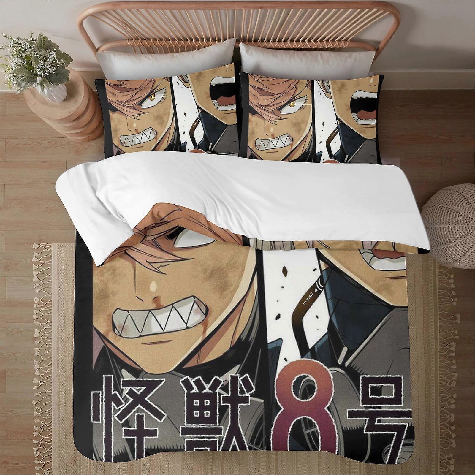 v351 Kaiju No.8 Face on print Soft Bed Set Lightweight 3 Pieces Bedding Sets for All Season Comforter Set Easy Care ol351