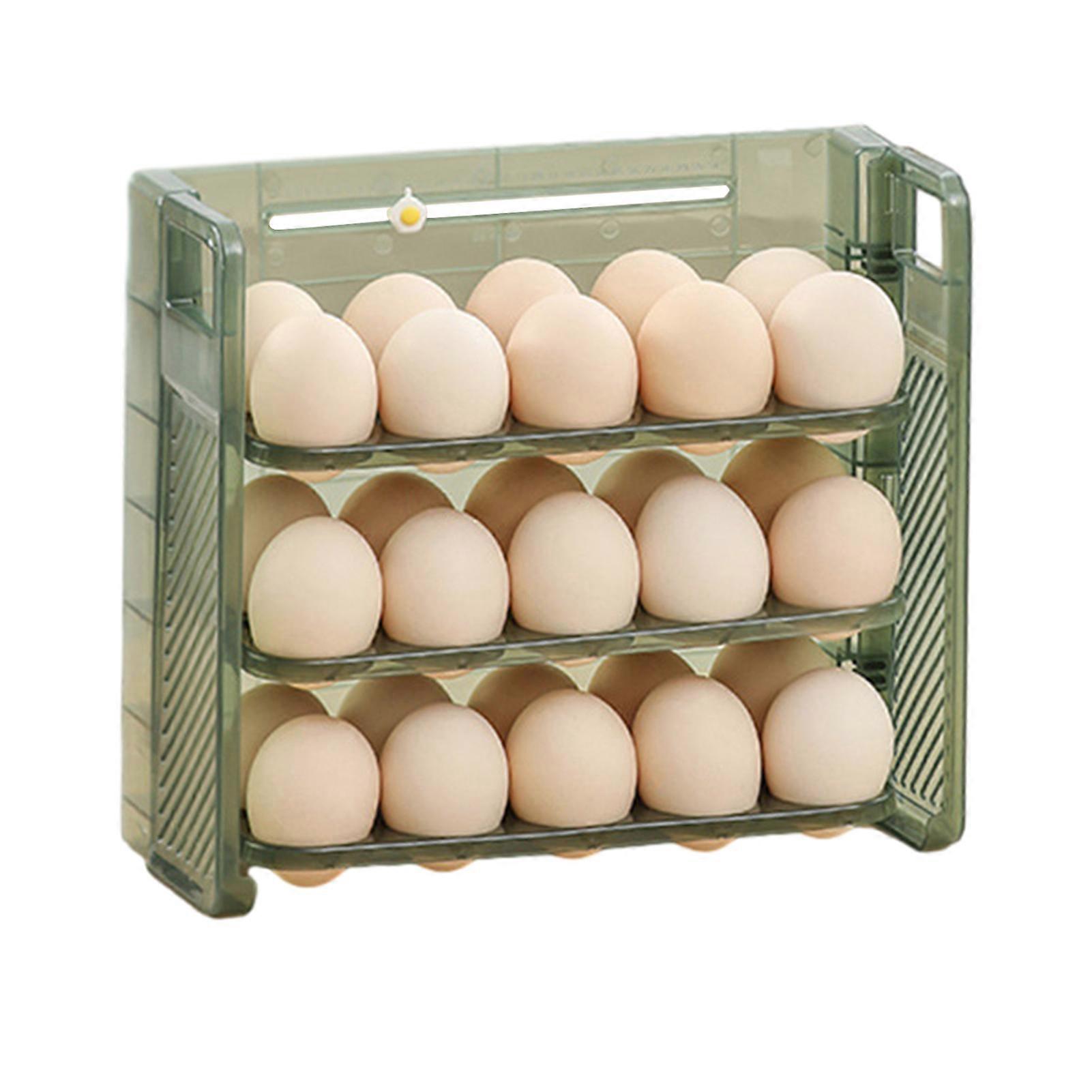 Multi-Layer Flipable Egg Rack with Timer Saving Space Egg Storage Container for Home Kitchen