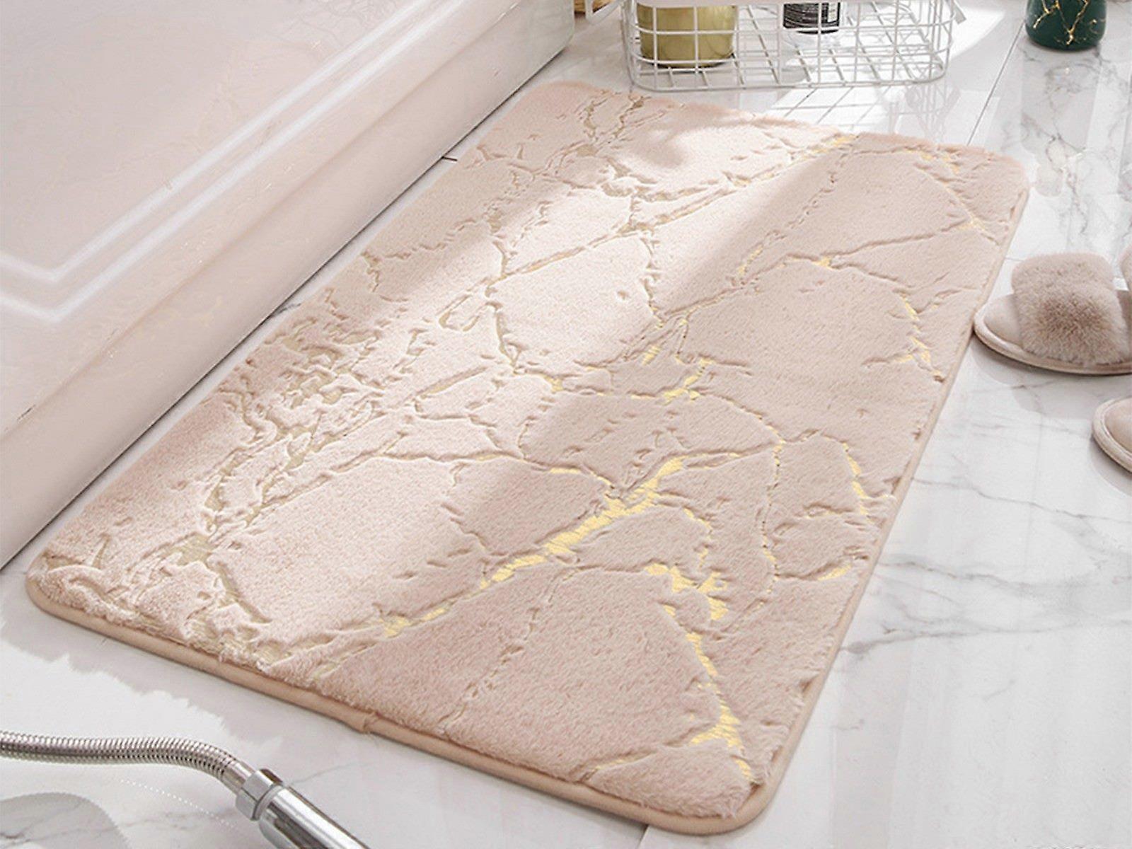 60x90cm Camel Marble Pattern Bathroom Non Slip Floor Mat Kitchen Absorbent Mat