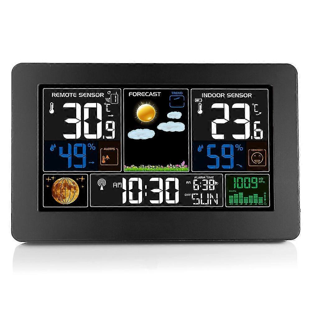 Weather Station With Outdoor Indoor Sensor, Msf Wireless Digital Alarm Clock, Barometer, Temperature, Humidity Monitor, Weather Forecast For Home Gard