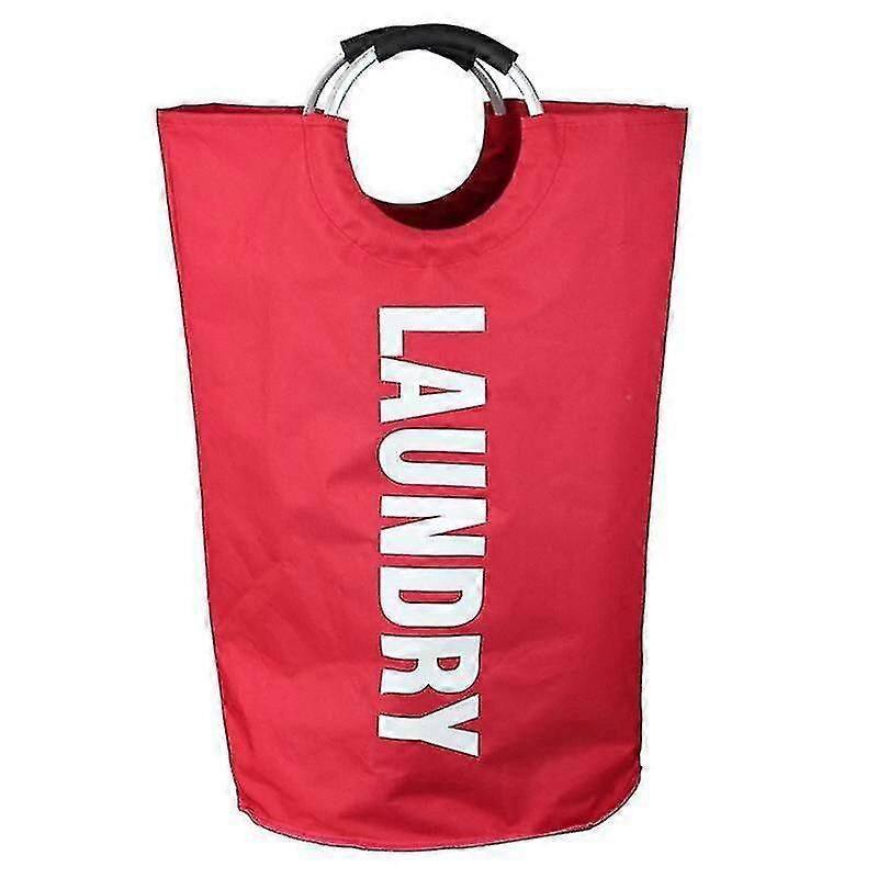 (red) Foldable Laundry Basket Washing Clothes Hamper Bin Storage Bag Collapsible Ring
