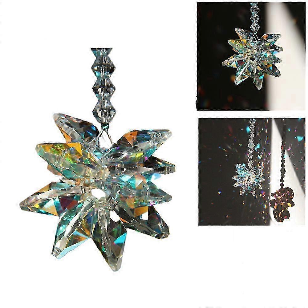 Crystal Suncatcher Snowflake Pendant Rainbow Maker Home Window Hanging Decor