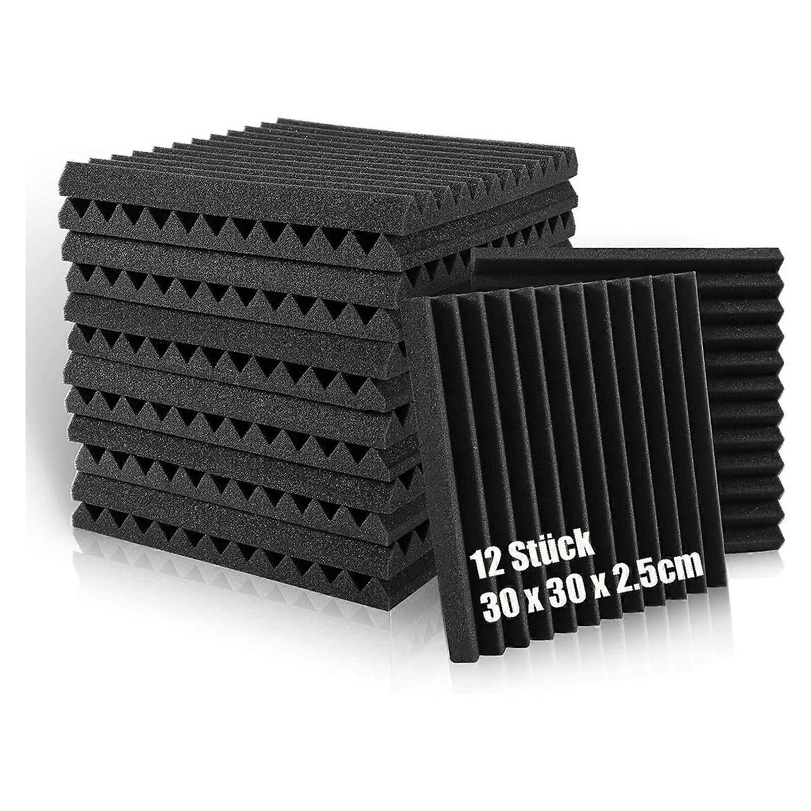 12 Pcs Acoustic Foam Panels,Acoustic Panels Studio Foam Tiles with High Density, Fireproof Soundproofing Foam Noise