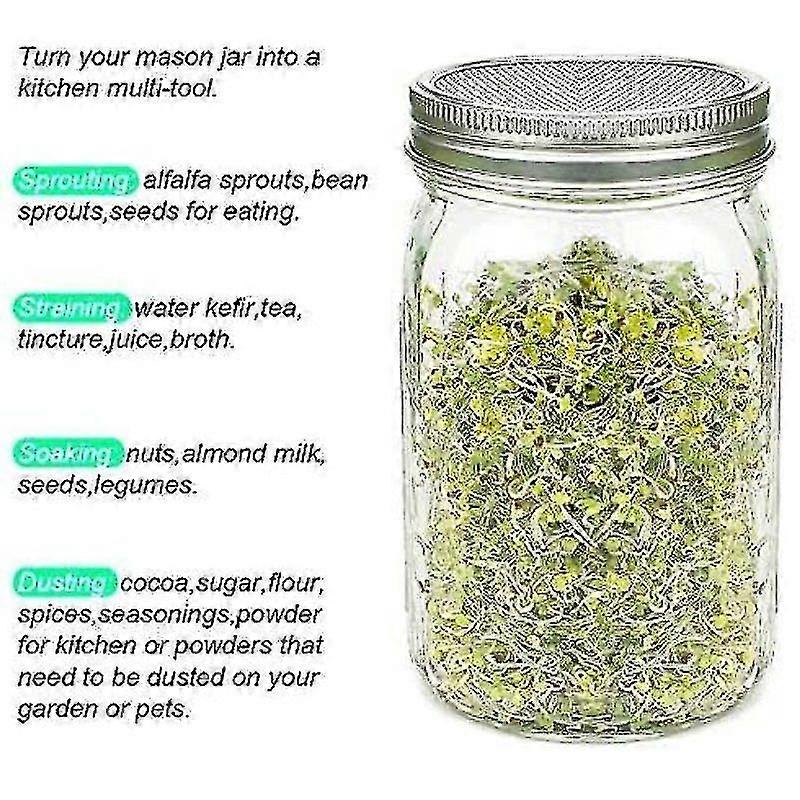 Rustfrit stål Sprout Jar Låg Kit (4stk