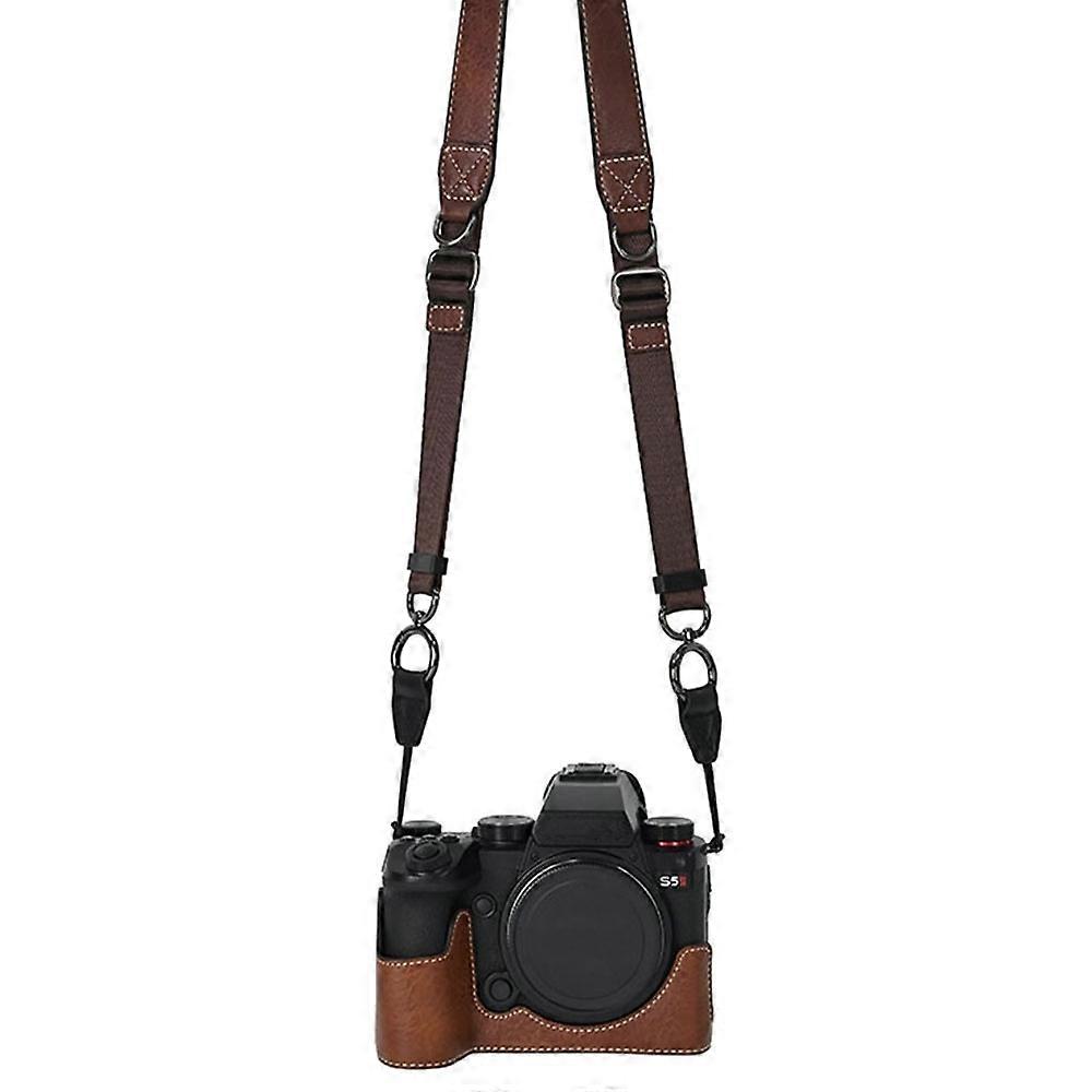 For Panasonic Lumix S5 S5 II Camera Case with Shoulder Strap Large Cutout Litchi Texture PU Protecti