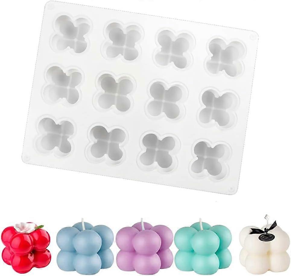 3D Bubble Candle Molds, 12 Cavity Tiny Bubble Cube Silicone Mold for Baking