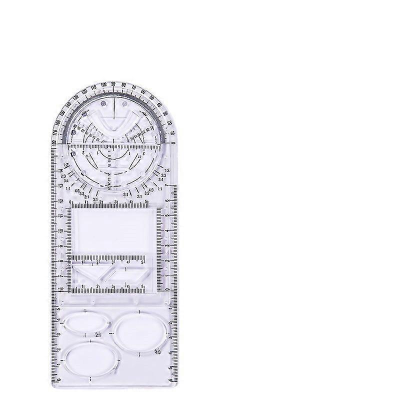 Multifunctional Geometric Ruler, Drawing Template Measuring Tool Plastic Measuring Draft Rulers(Round Style)