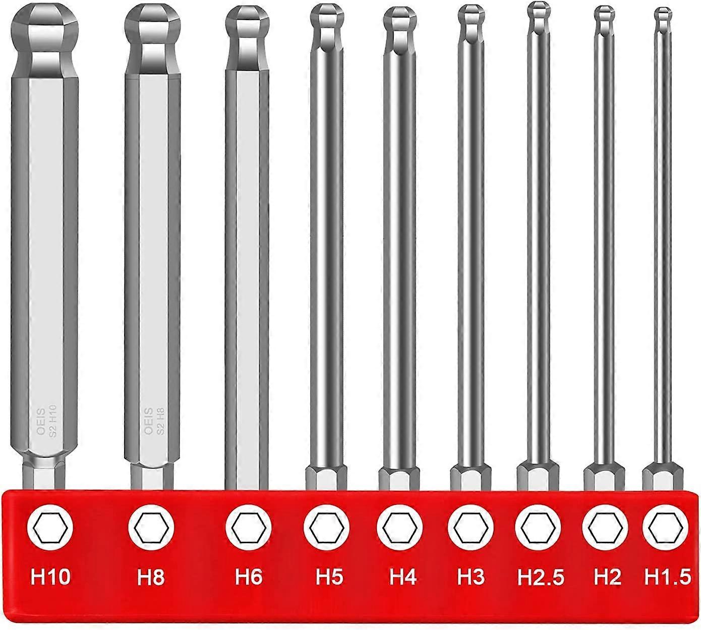 9pcs Ball End Hex Screwdriver Hex Shank Ball End Screwdriver