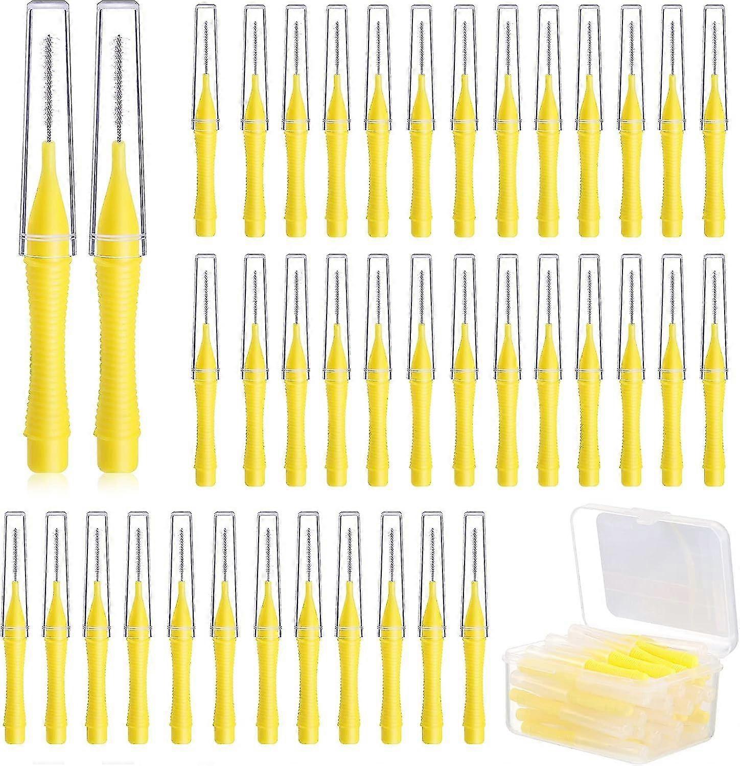 40pcs Interdental Brush Ultra Fine Toothpick Soft Floss Interdental Brush Stick Tooth Floss Head Toothpick Cleaning Toolyellow0.4mm