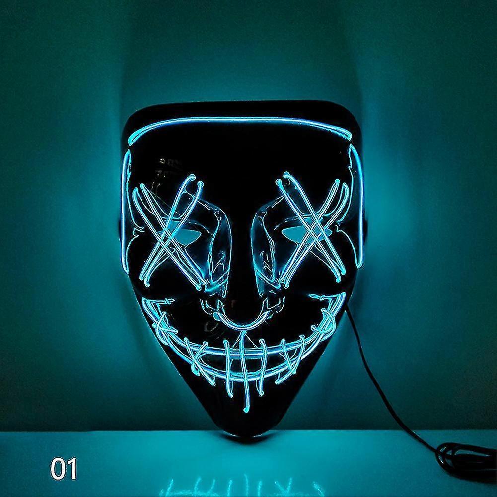 هالوين حزب قناع التنكر أقنعة النيون ماسك ضوء توهج في الظلام قناع الرعب متوهجة Masker مختلطة اللون