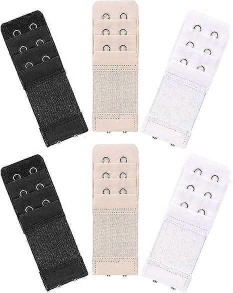 6 Pieces Women's Soft Comfortable Elastic Bra Extenders Bra Extension Strap 2 Hook 3 Row Lady's Bra Extender Bra Band