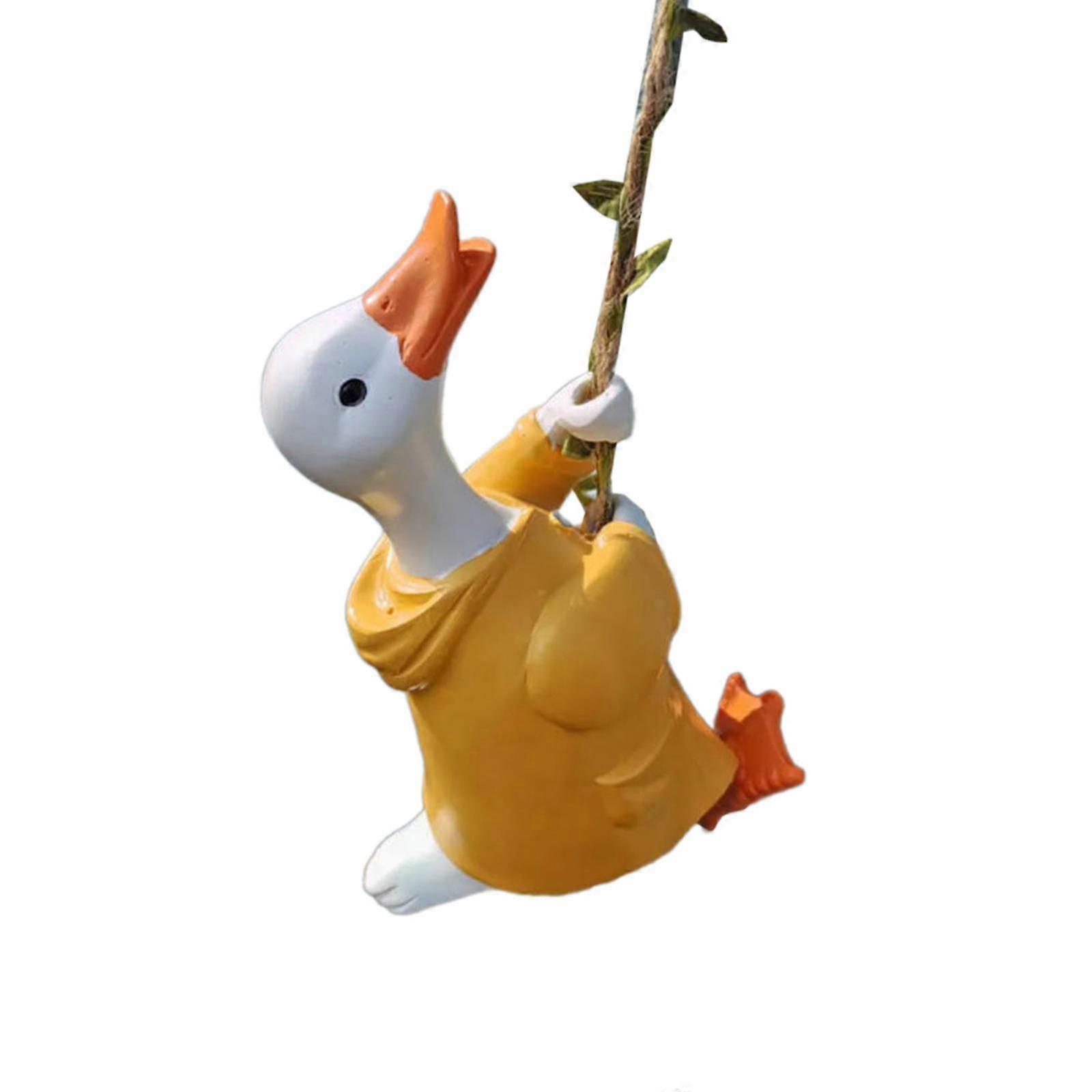 Miniature Duck Garden Statue Miniature Climbing Duck Statue for Yard Balcony