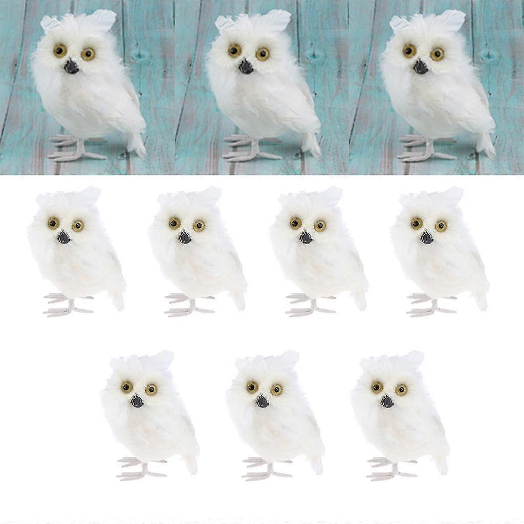 10 pacotes realistas de decoração coruja de pelúcia, brinquedos educacionais infantis, 7 polegadas, branco