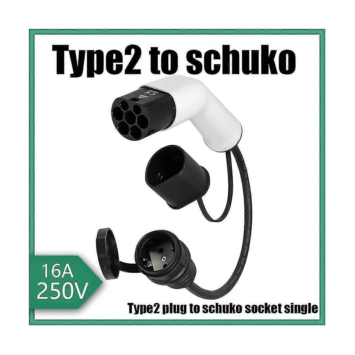 Typ2 zu Schuko 16A Elektroauto Typ 2 Ladeseitiger Stecker an Schuko-Steckdose EV-Ladeadapter C
