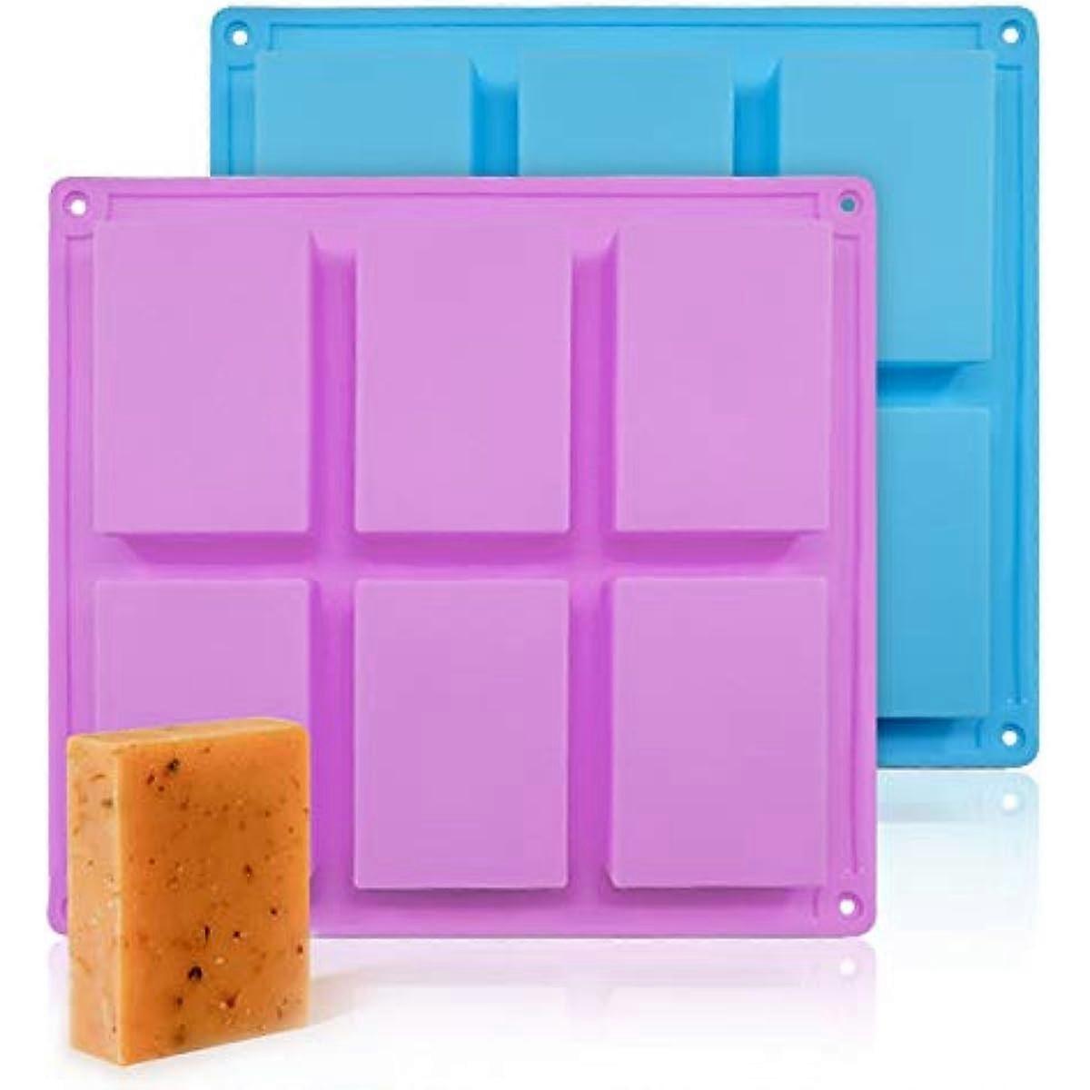2 Pieces Silicone Soap Molds Rectangle Silicone Molds 6-Cavity Cake Baking Pans Soft Baking Pan Moulds Craft Soap Making Molds Ice Cube Trays Chocolat