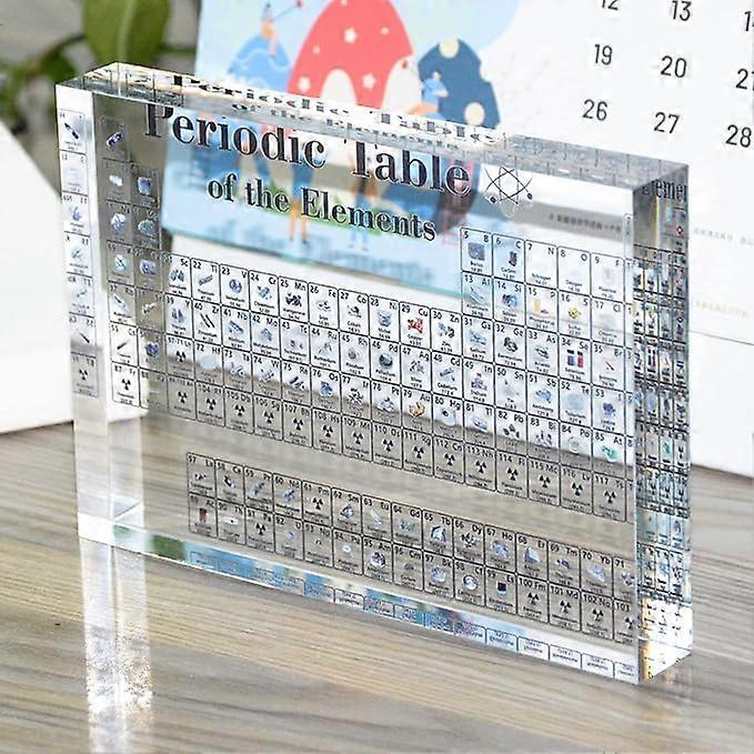 Periodic table of elements, acrylic periodic table display stand, handicraft desktop ornaments (embedded pattern 170x120x24mm)