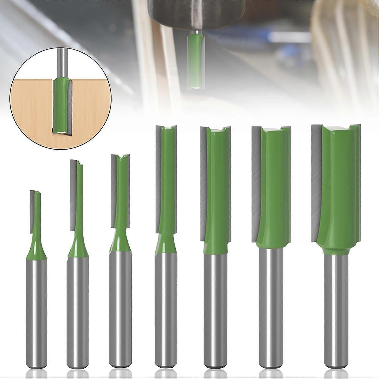6mm Shank Straight Router Bit Set, 7 Pcs Shank Straight Router Bit Set Professional Straight Router Bits Woodworking Groove Chisel Bits for DIY Woodwo
