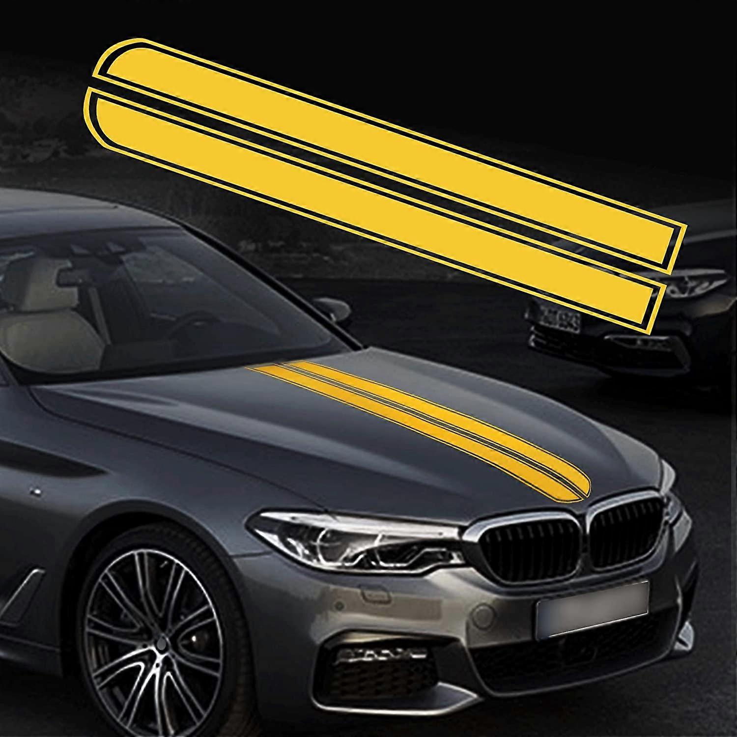 2 Pieces 129cm x 24cm Car Hood Stripe Sticker Auto Racing Body Side Stripe Decal Hood Roof Skirt Bumper Stripe Decal Modified Vinyl Decoration for Car