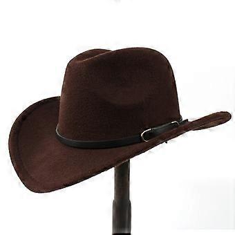 Unisex Adults Wool Cowboy Western Hat Wide Brim Cap Winter Warm(Coffee)