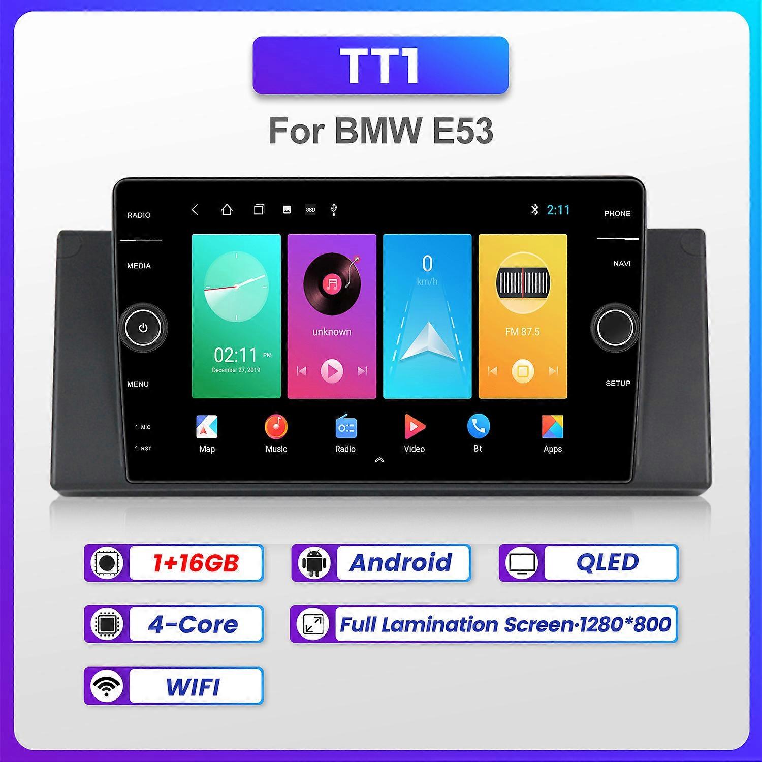 9-Zoll-Qled-Bildschirm-Autoradio für BMW E39 E53 M5 1995-2003 Multimedia-Player-Auto-Intelligent-System für Carplay Android Auto DSP
