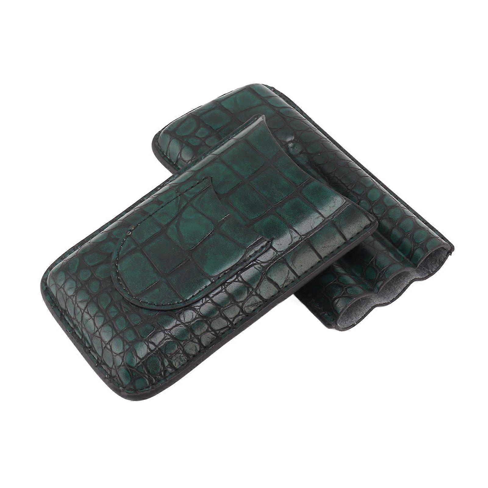 Artificial Leather Cigar Case Waterproof Portable Lightweight 3 Finger Humidor for Business Party