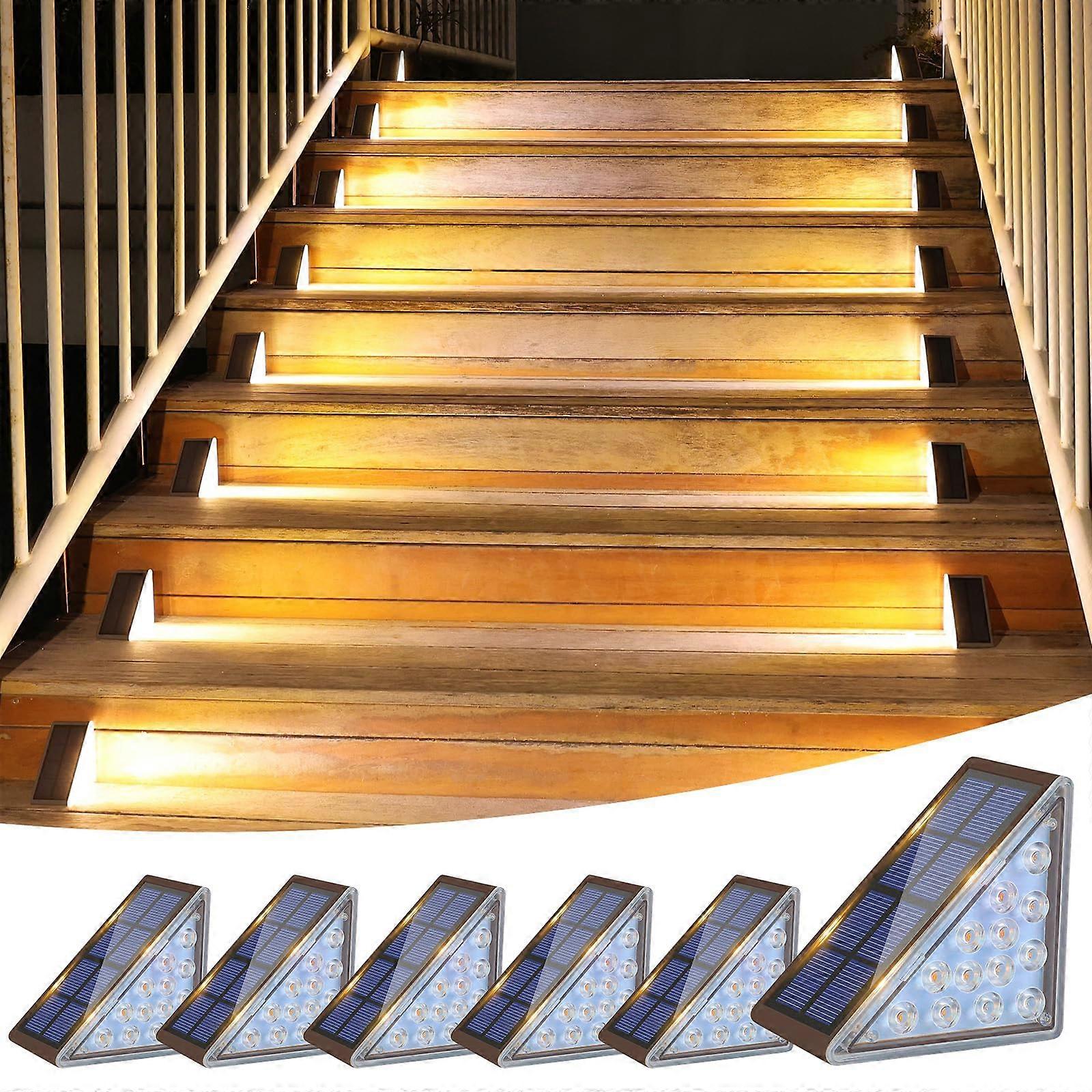 1-6pcs Solar Powered Step Lights Waterproof LED Staircase Stair Light, Outdoor Solar Lights for Stairs, Step, Fence, Yard, Patio, Deck and Pathway