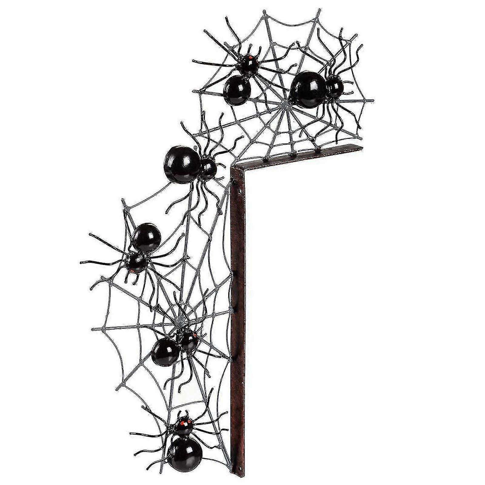 Art mural Effrayant Halloween En bois Toile d’araignée Porte Panneau d’angle Noir Fer Décoration intérieure Métal Sorcière Statue