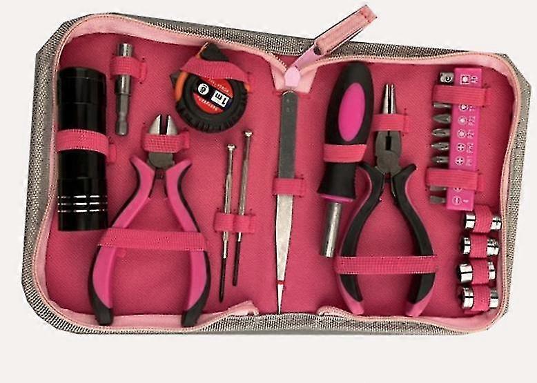 DIYと家の修理のためのピンクのナイロン貯蔵ケースと23pcs女性のピンクのツールセット、オフィス