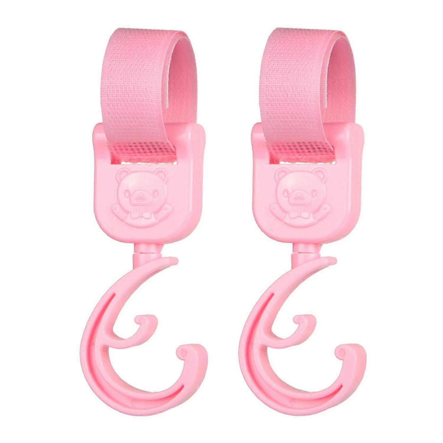 2Pcs Baby Stroller Hooks Double Layer Anti-slip Portable Rotating Cartoon Bear Pram Clips for Home